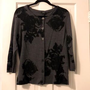 Gray with black floral print sweater